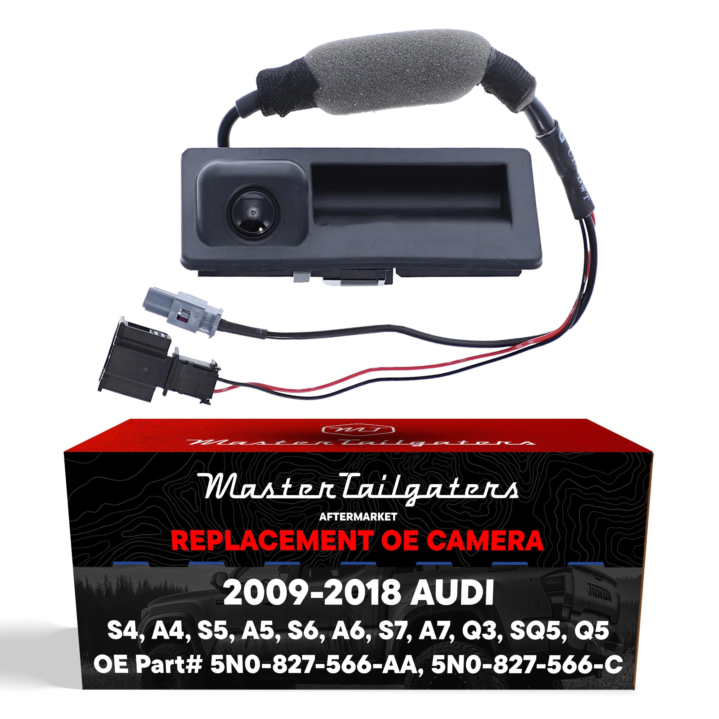 Audi A4/S4 (2009-2016), A5/S5 (2008-2017), A6/S6 (2012-2015), A7/S7 (2012-2018), Q3 (2015-2018), Q5/SQ5 (2009-2017) OEM Replacement Backup Camera OE Part # 5N0-827-566-AA, 5N0-827-566-C