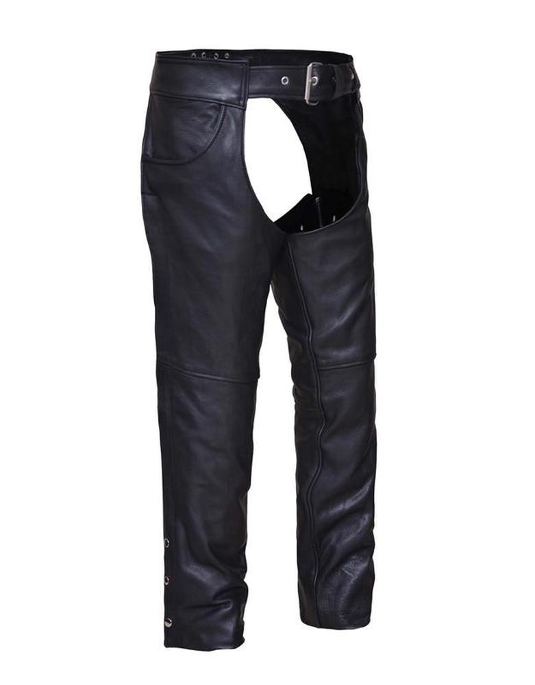 Unisex Naked Leather Jean Pocket Motorcycle Chaps,Black,Size  5XL