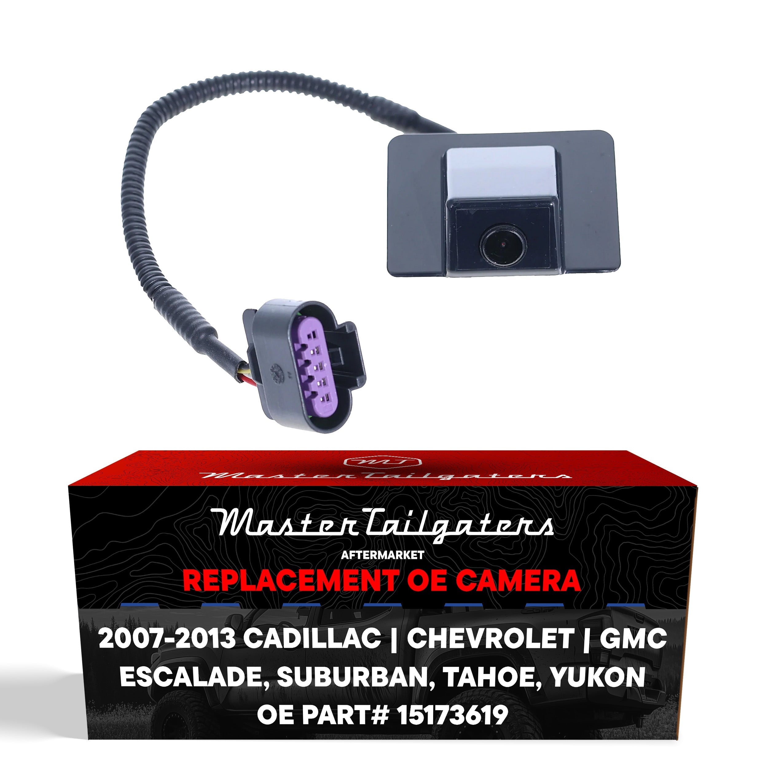 Cadillac Escalade (2007-2008) / Chevrolet Suburban/Tahoe (2007-2008), Tahoe Hybrid (2008-2013) / GMC Yukon (2007-2008), Yukon Hybrid (2008-2013) OEM Replacement Backup Camera OE Part # 15173619