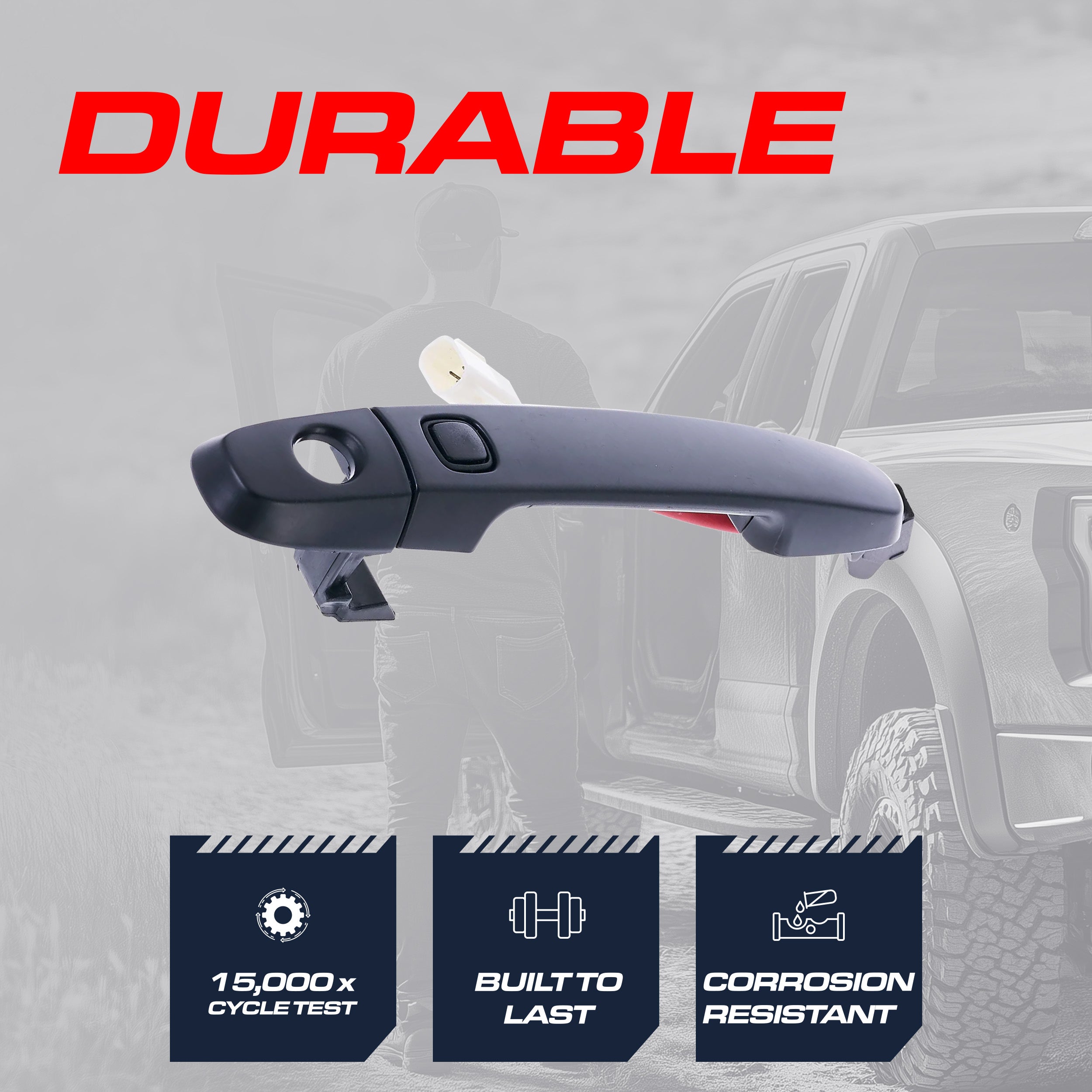 Exterior Door Handle Black Primed Replacement for Toyota Corolla (2009-2013), Prius (2004-2009), RAV4 (2009-2012) OE Part # 69210-02110-C1, 69210-12320-C1 | Front Left Driver Side w/ Keyhole Cap