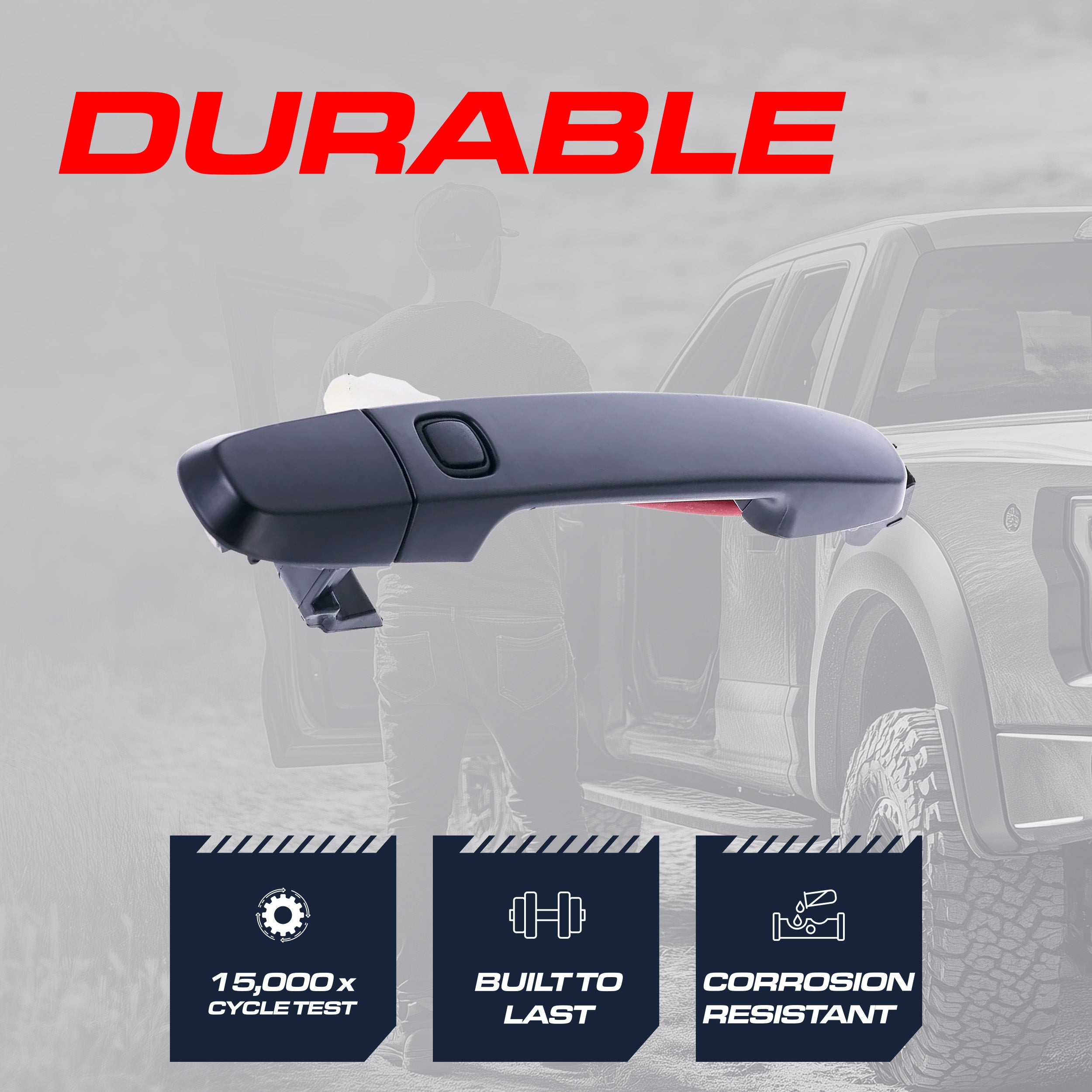 Exterior Door Handle Black Primed Replacement for Toyota Corolla (2009-2013), Prius (2004-2009), RAV4 (2009-2012) OE Part # 69210-02110-C1, 69210-12320-C1 | Front Right Passenger Side w/o Keyhole Cap