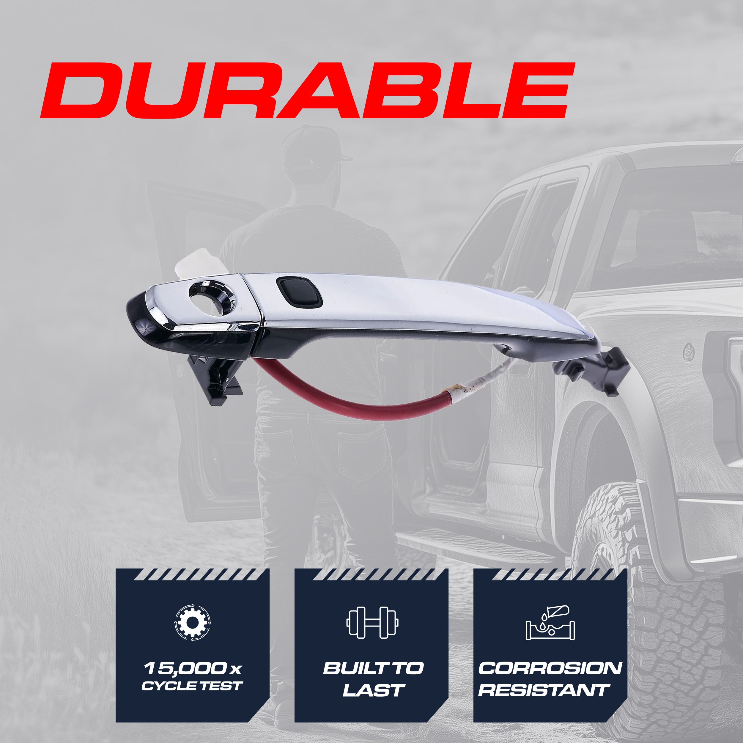 Exterior Door Handle Black/Chrome Replacement for Toyota Avalon (2008-2012), Highlander (2008-2013), Highlander Hybrid (2008-2013) OE Part # 69210-07010-C0, 69210-30310-C0 | Front Left Driver Side