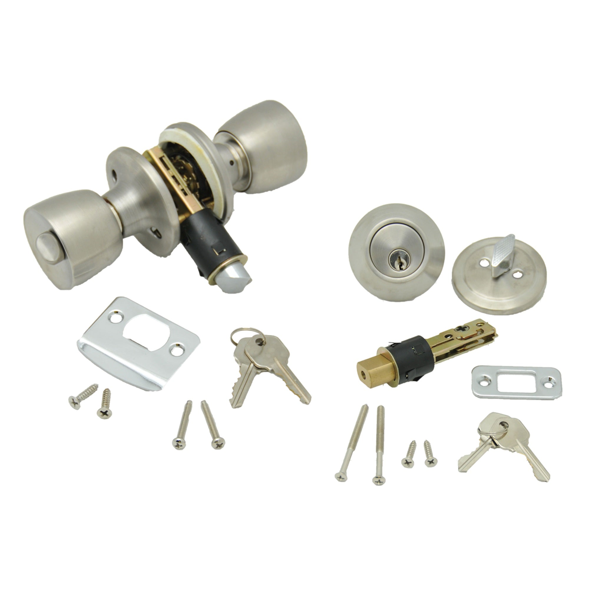 AP Products 013234SS Combo Lock Set with Know Lock and Dead Bolt  Stainless Steel