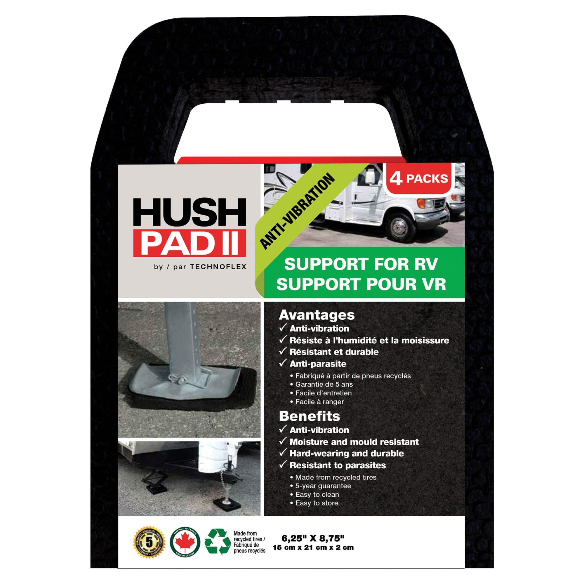 Technoflex HP0608 HUSH PAD II RV Stabilizer  6.25 in. x 8.75 in., 4 Pack