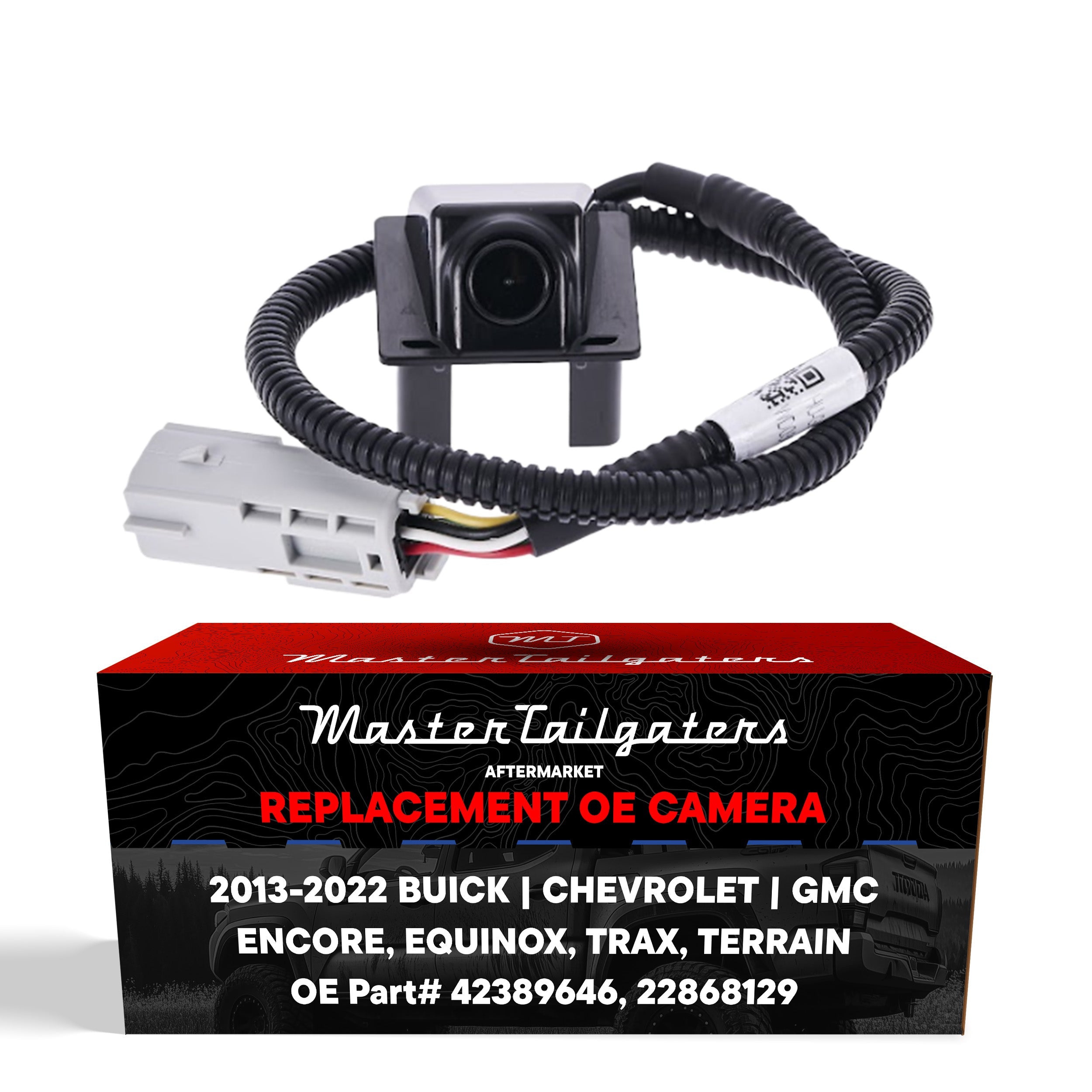 Buick Encore (2013-2022), Chevrolet Trax (2013-2022), Chevrolet Equinox (2014-2015), GMC Terrain/Terrain Denali (2014-2017) OEM Replacement Backup Camera OE Part # 22868129, 42389646