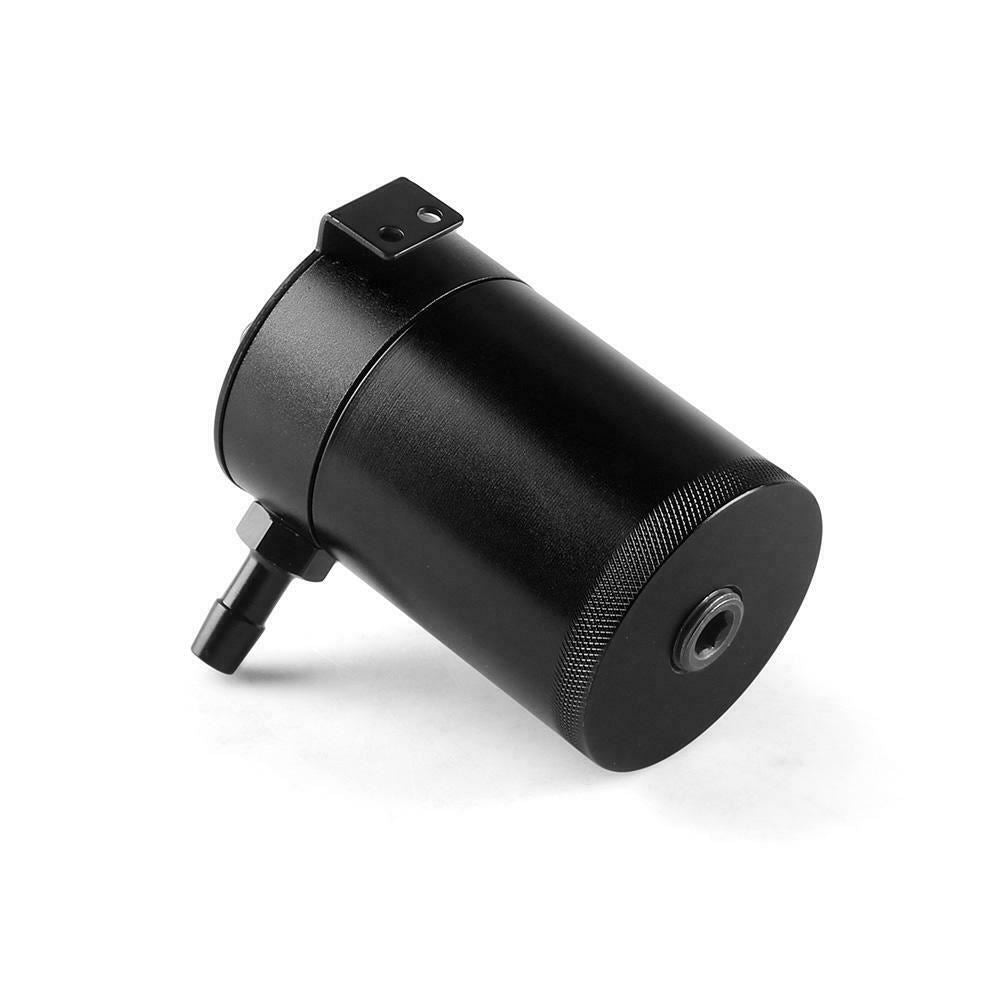 Black Aluminum Oil Catch Can Reservoir Tank Baffled Kit 2-Port | Free 3F Hose