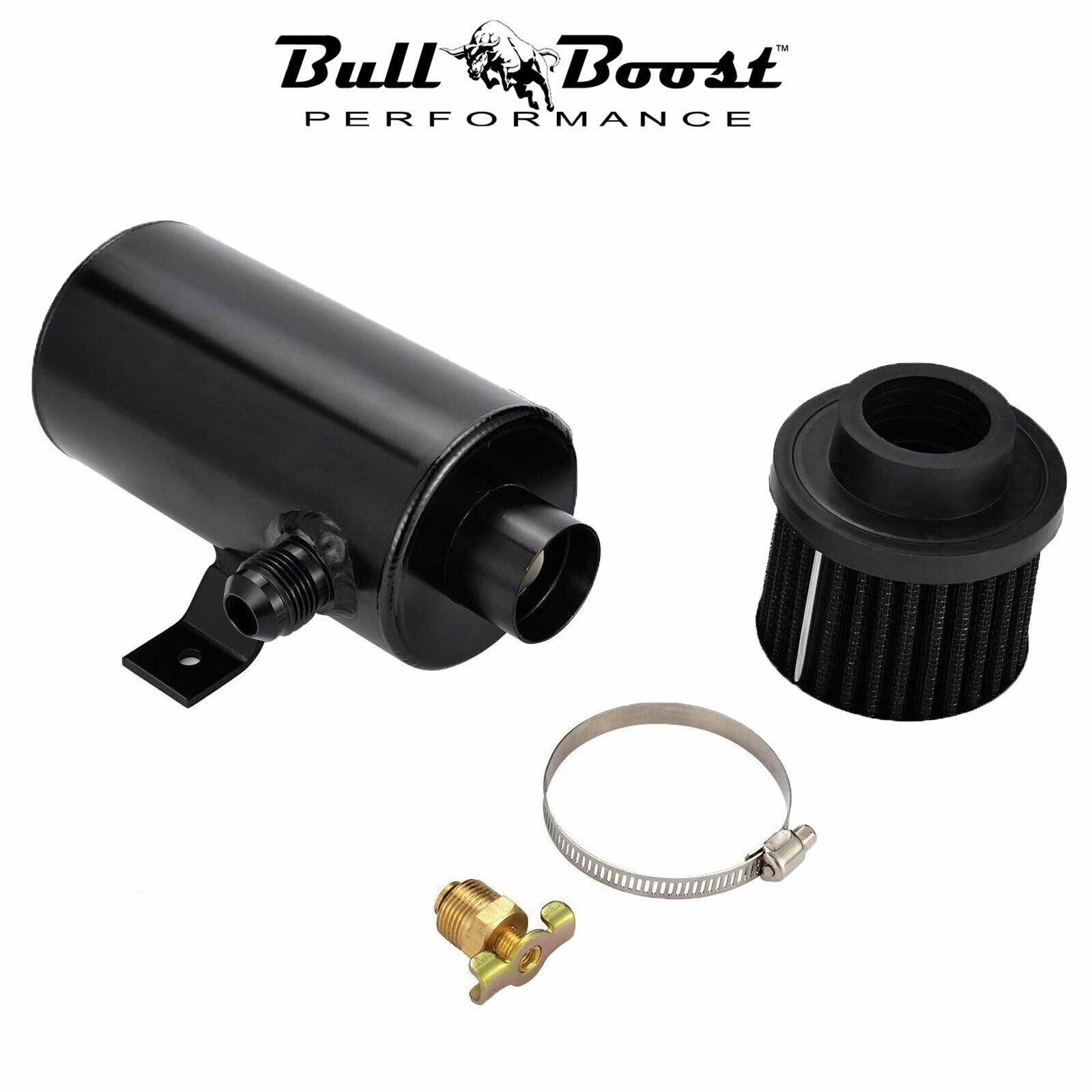 2 port Oil Catch Tank Can Baffled Breather Filter Aluminum 750ml Reservoir