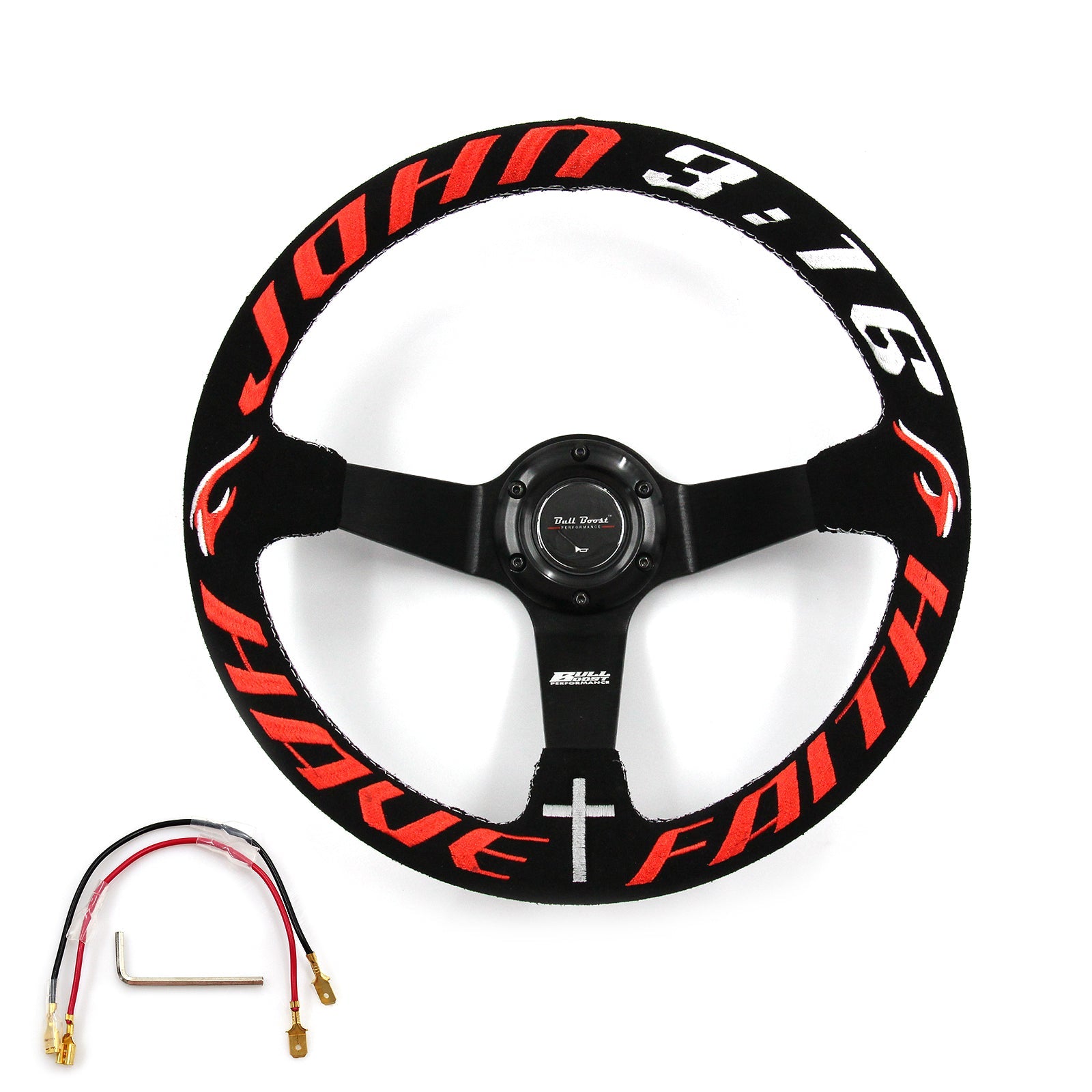 Have Faith Suede Steering Wheel + Short Hub Adapter Kit For Honda Acura Civic Integra Accord Del Sol, CRX, Prelude