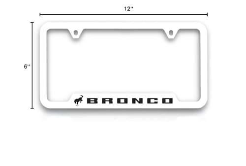 Ford Bronco UV Printed Plastic License Plate Frame - White & Black Design