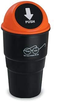 QUIXOTIC Portable Compact Trash Bin With Push Lid, LeakProof And Easy To Clean Mini Garbage Can For Car, Office Or Home Use