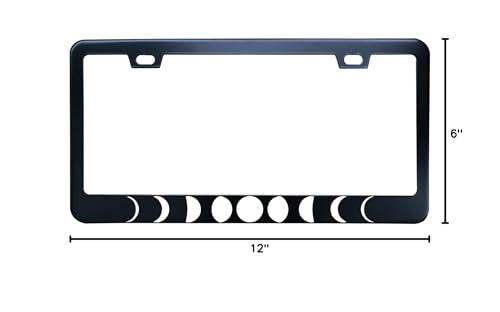Xycustombest Black Moon Stainless Steel License Plate Frame For Men/Women With 2 Screw Caps For Us/Ca Vehicles (Xy0507Ybfk24)