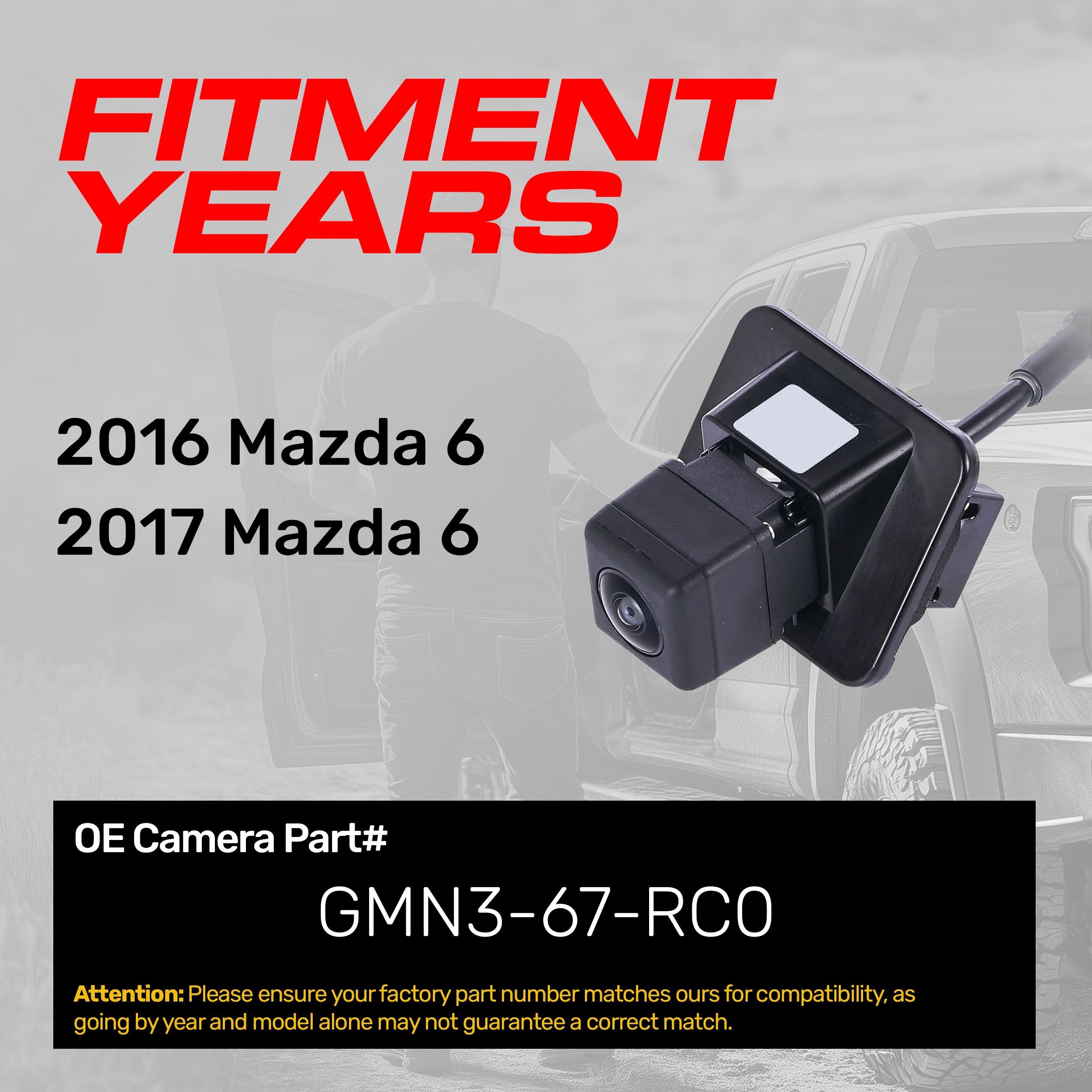 Mazda 6 (2016-2017) OEM Replacement Backup Camera OE Part # GMN3-67-RC0