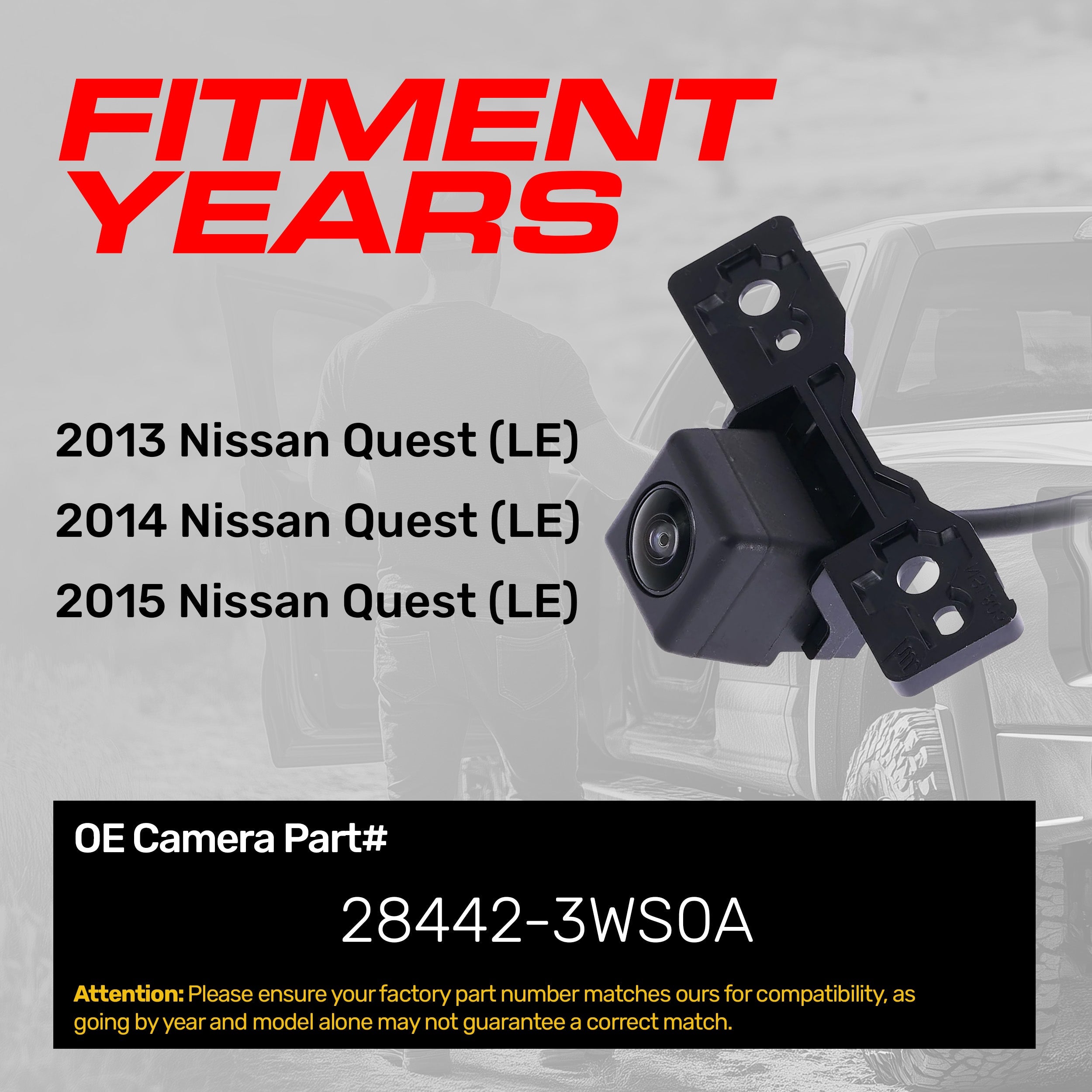 Nissan Quest LE Model (2013-2015) OEM Replacement Backup Camera OE Part # 28442-3WS0A