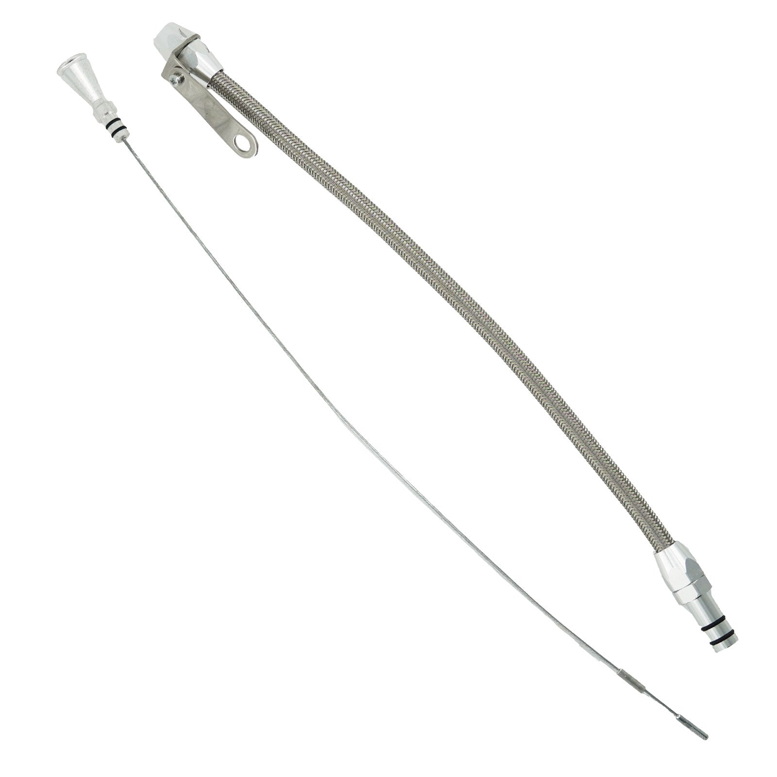 Billet Aluminum JZ Engine Steel Braided Oil Dipstick 1JZ 2JZ Supra Swap 1J 2J