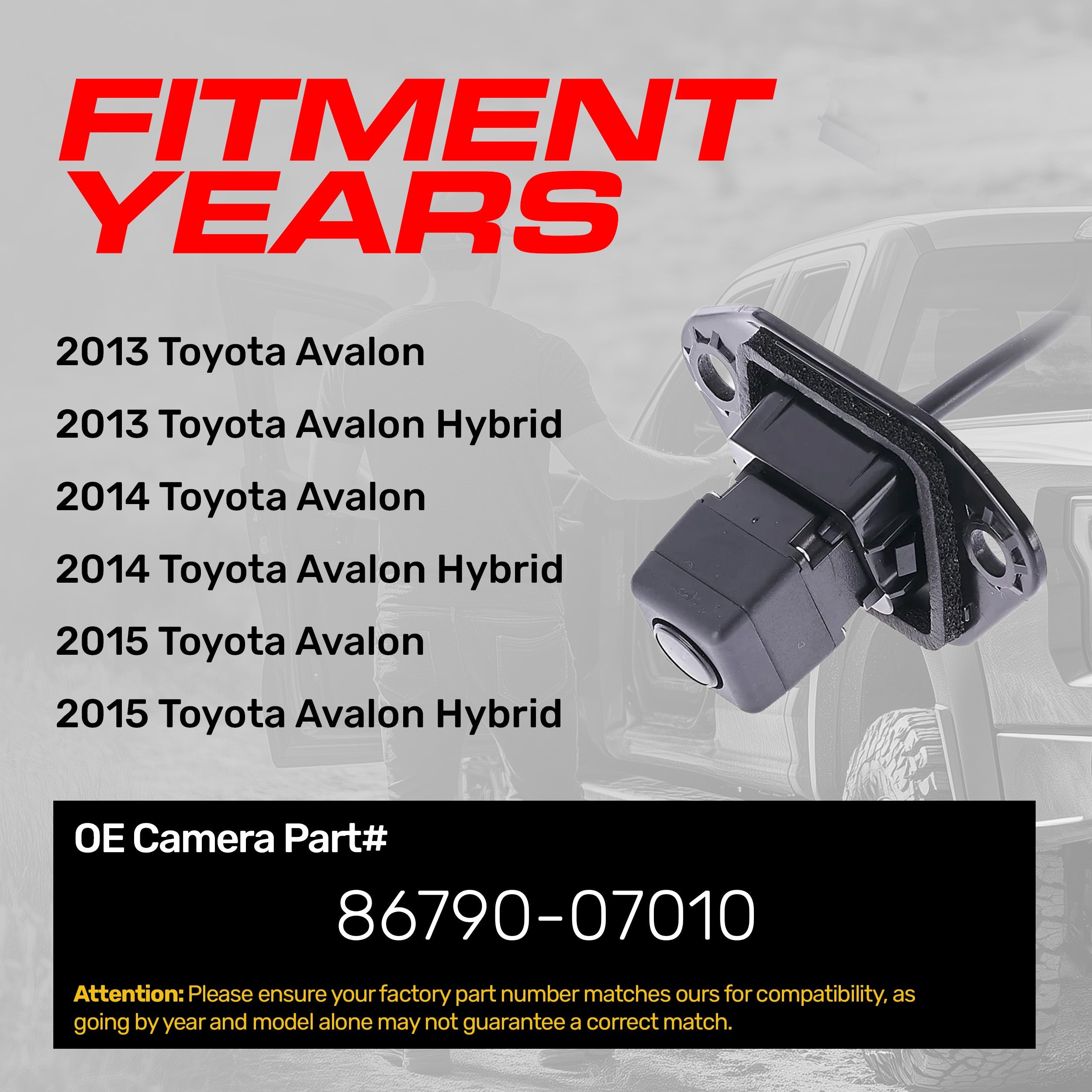 Toyota Avalon + Hybrid (2013-2015) OEM Replacement Backup Camera OE Part # 86790-07010