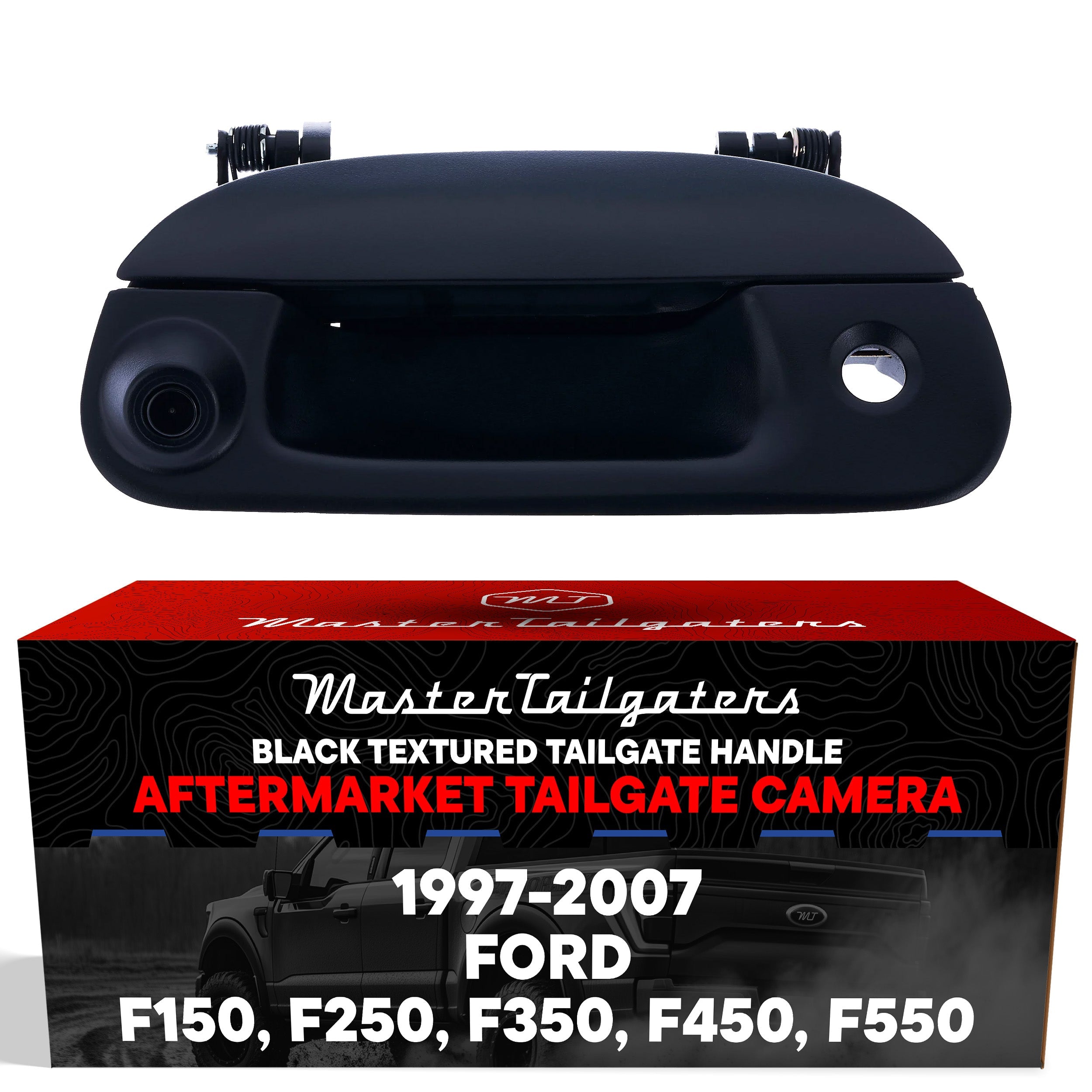 Ford F150 (1997-2004), F250/F350/F450/F550 (1999-2007) Black Replacement Tailgate Handle with Backup Camera