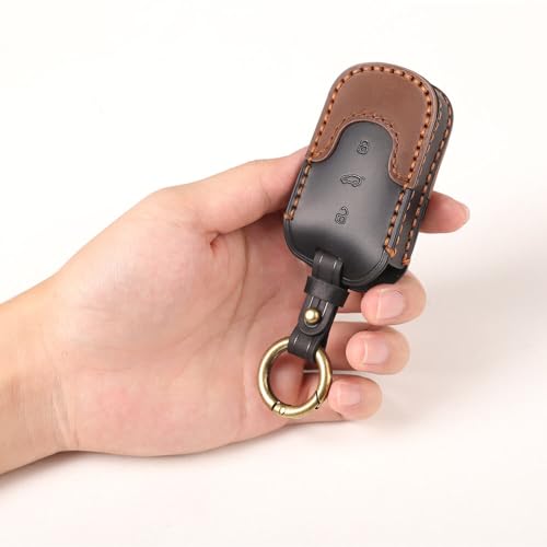 Keyzone Dual Leather Key Cover For Thar, Scorpio, Bolero, Xuv700, Xuv400, Xuv300, Tuv300, Marazzo 3 Button Flip Key (Push Button