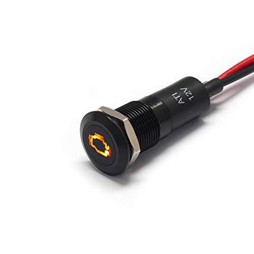 Alpinetech PLB12MS 12mm 12 12V LED Metal Signal Indicator Pilot Dash Light (check Engine)