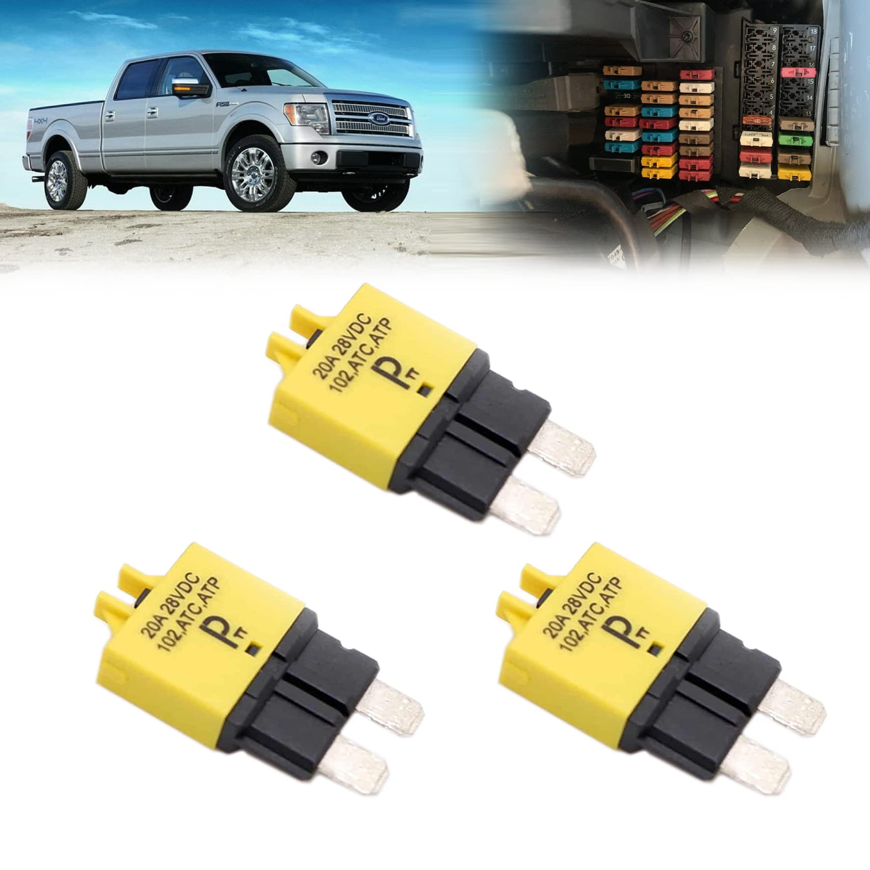 Parts Ptt Automotive Atc/Ato Circuit Breakers T3, Manual-Reset Thermal (20A, 3Pcs)
