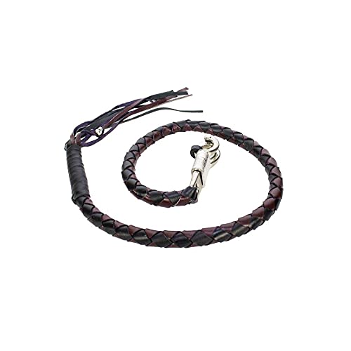Dream Apparel 42'' Leather Motorcycle Get Back Whip for Handlebar Fringed Biker Whip, Black and Dark Brown