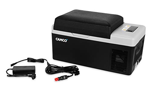 Camco Cam-200 Ac 110V Dc 12V 20 Liter Portable Compact Refrigerator W/Single Zone Cooling/Freezing And Vehicle Outlet Cables For Camping & Road Trips