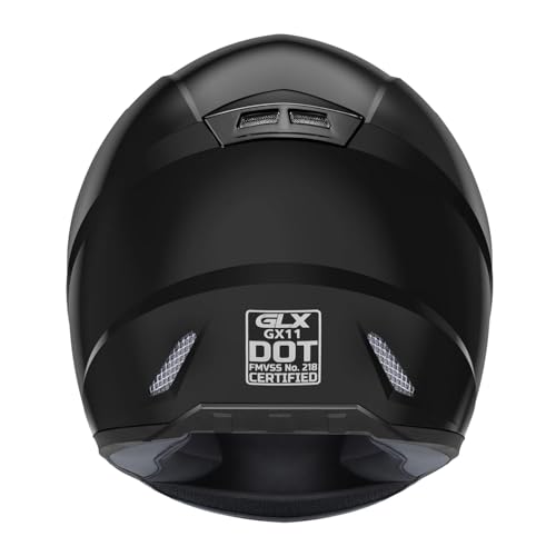 Glx Gx11 Compact Motorcycle Helmet - Black, X-Large - Full Face W/ Tinted Visor, Dot Approved