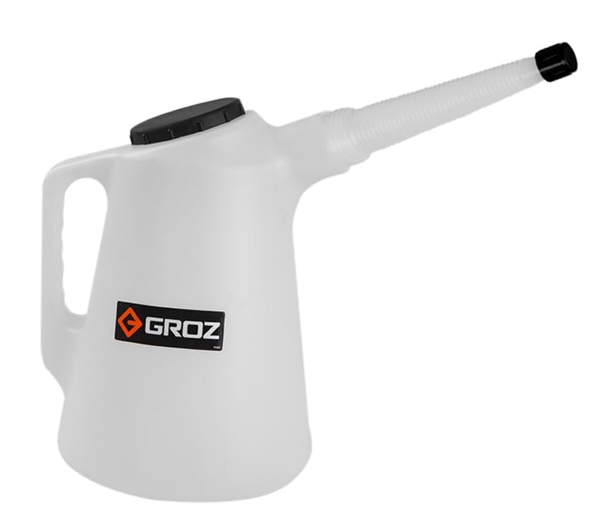 Groz 5-Liter High Density Graduated Measuring Container | Flexible Spout (41880)