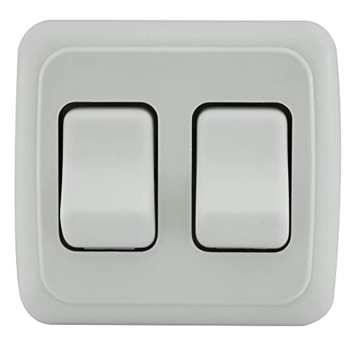 American Technology Components Double SPST On-Off Switch, 12V, Copper, White Bezel for RV, Trailer, Camper