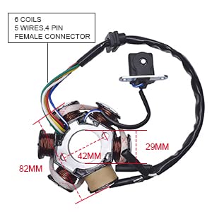 6-Coil 5 Wires Pole Magneto Flywheel Stator For 50Cc 90Cc 110Cc 125Cc Pit Quad Dirt Bike Atv Buggy