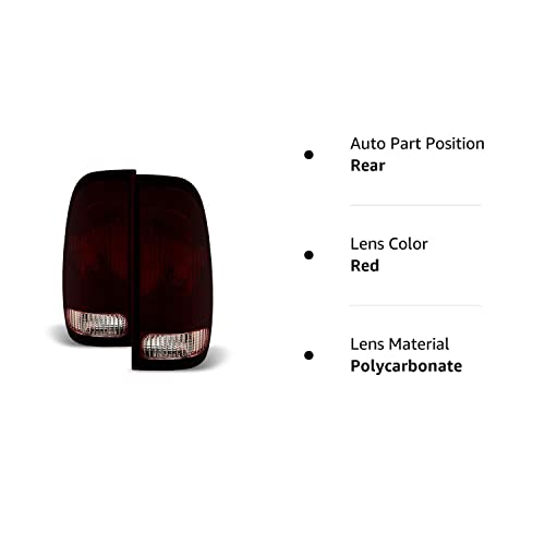 ACANII Red Smoke Tail Lights for 1997-2003 Ford F150, 1999-2007 F250 F350 SuperDuty, Model SUVELAM