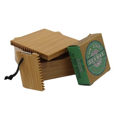 Bamboo Surfing Wax Box Holder with Surf Fin Allen Key (Wax Box+Surf Comb+Surf Wax)