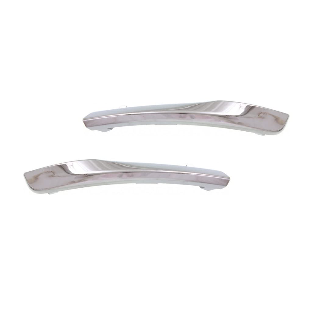 For Dodge Durango 2014 15 16 17 18 19 2020 Bumper Cover Molding Driver and Passenger Side | Pair | Front | Chrome | ABS Plastic 