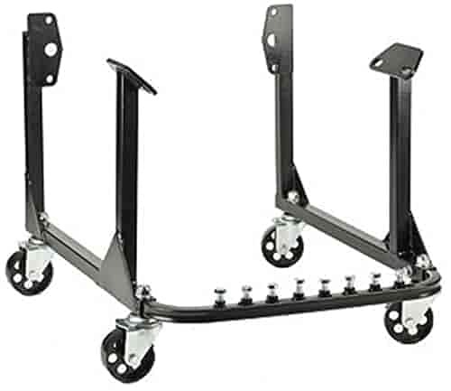 Jegs Rolling Engine Cradle | Chevy Small Block And Big Block | Steel Construction | Black Powder Coat | 3” Heavy Duty Steel Wheels | 750 Lbs Capacity | Storage Hardware Included | Easy Assembly