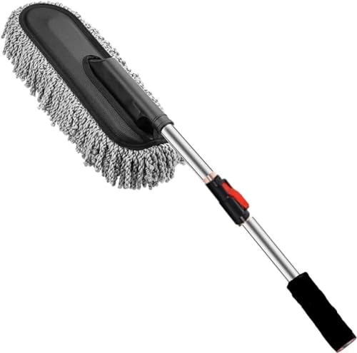 Fuelbyte Super Soft Microfiber Car Duster With Handle Car Cleaning Brush For Wet & Dry Car Washing Kit, Car Dust Cleaner Brush C