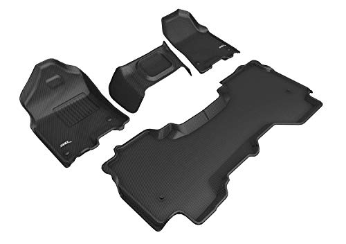 3D Maxpider Custom Fit Kagu Floor Mat (Black) Compatible With Dodge Ram 1500 Quad Cab 2019-2024 (W/ Bench Front Row) - Full Set