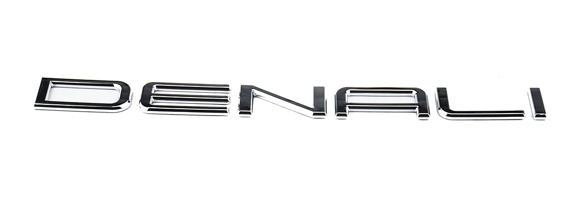 PCFGSL 2Pc DENALI Door Emblem Badge Replacement for 01-08 Yukon Envoy - Chrome, ABS Material