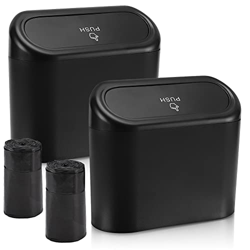 Accmor Car Trash Can With Lid, Mini Vehicle Trash Bin Car Dustbin Garbage Organizer Storage 2 Packs, Automotive Garbage Can Bin
