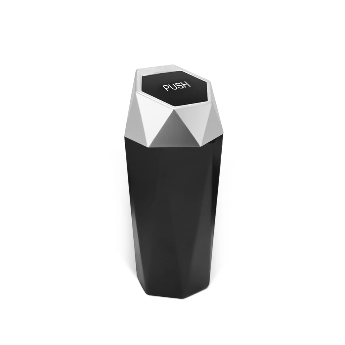Car Trash Can With Lid, Mini Portable Auto Garbage Can, Small Leakproof Diamond Design Trash Dustbin, Waterproof Vehicle Rubbish Bins For Automotive Car, Home, Office, Kitchen, Bedroom (Silver)