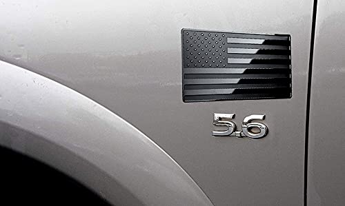LFPartS Embossed Stainless Steel Metal Flag for Cars & Trucks, Black, 5"x3"