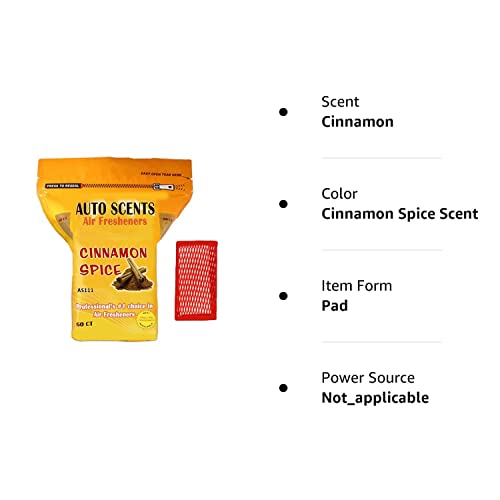 Auto Scents Cinnamon Spice Air Freshener Pads - Heavy Duty, 60 Count, Model AS111