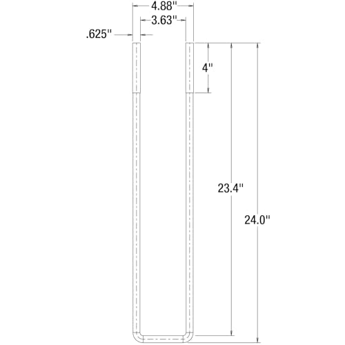 Buyers Products UB623524 U-Bolt Kit, 24" Square Bend, Alloy Steel, Silver, 4 Complete Kits, 5/8" Bolt, Grade 5 Equivalent