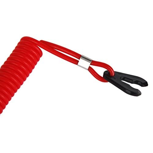 Stoncel 2Pc Safety Boat Motor Outboard Kill Switch Key Lanyard Ignition Red