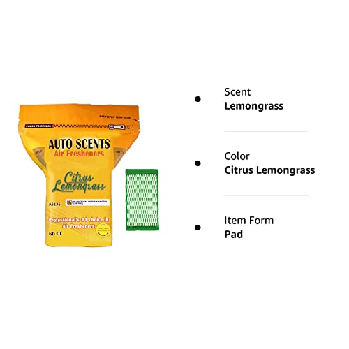 Auto Scents Professional Air Freshener Pads - Remove The Worst Smells With These Heavy Duty Pads (60 Pads Per Pack) (Citrus Lemo