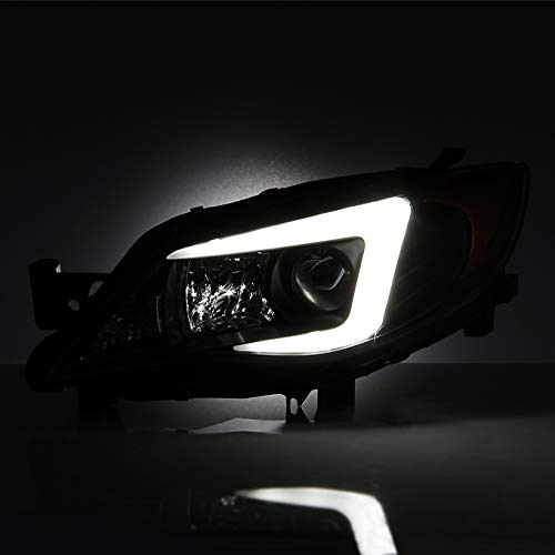 Akkon - For 08-14 Subaru Impreza Wrx Sti [Halogen Type] Led Drl Tube Black Bazel Projector Headlights