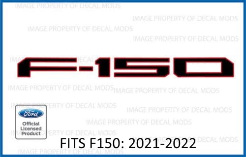 Decal Mods Tailgate Insert Decals Letters Inlays Indent Stickers (Thin Decal, Not Raised Letters) For Ford F150 (2021-2024) Red