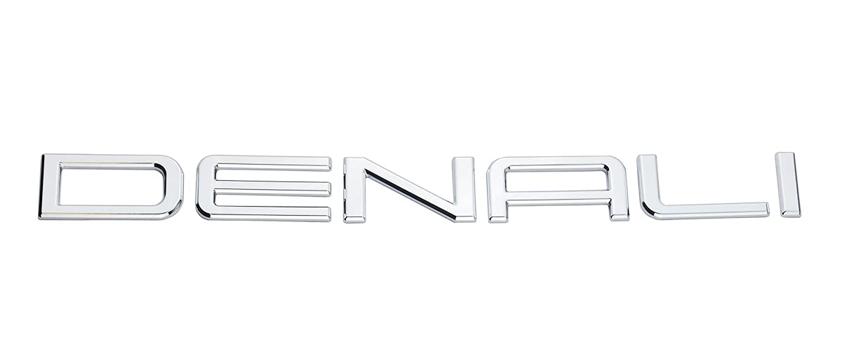 PCFGSL 2Pc DENALI Door Emblem Badge Replacement for 01-08 Yukon Envoy - Chrome, ABS Material
