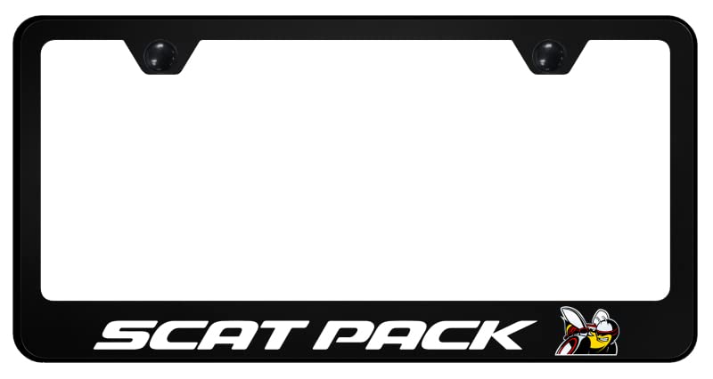 Au-Tomotive Gold, Inc. Officially Licensed Uv Print Logo On Black Polycarbonate License Plate Frame For Scat Pack
