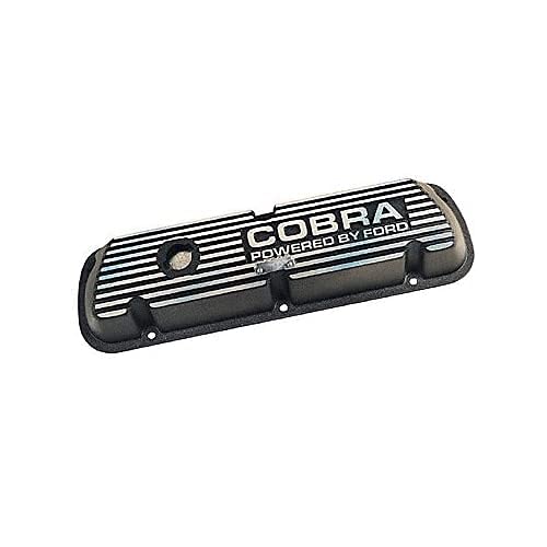 Ford Valve Cover Pair, Baffled, Breather Hole, Aluminum, Black Wrinkle Paint, Small Block Ford, Model M-6582-A