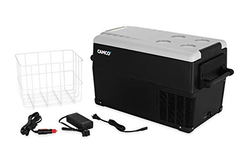 Camco 51514 Cam-350 Portable Refrigerator, Ac 110V/Dc 12V Compact Fridge/Freezer, 35-Liter - Keeps Food And Drinks Cold While On-The-Go - Ideal For Road Trips, Rving, Camping, Boating And Tailgating