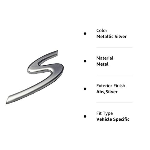 Zorratin Small Satin Silver S S Letter Rear Trunk Boot Lid Hatch Tailgate Emblem Badge For Porsche 911 Carrera 991 718 992 Panamera Boxster Macan Cayenne Turbo 2011-2025